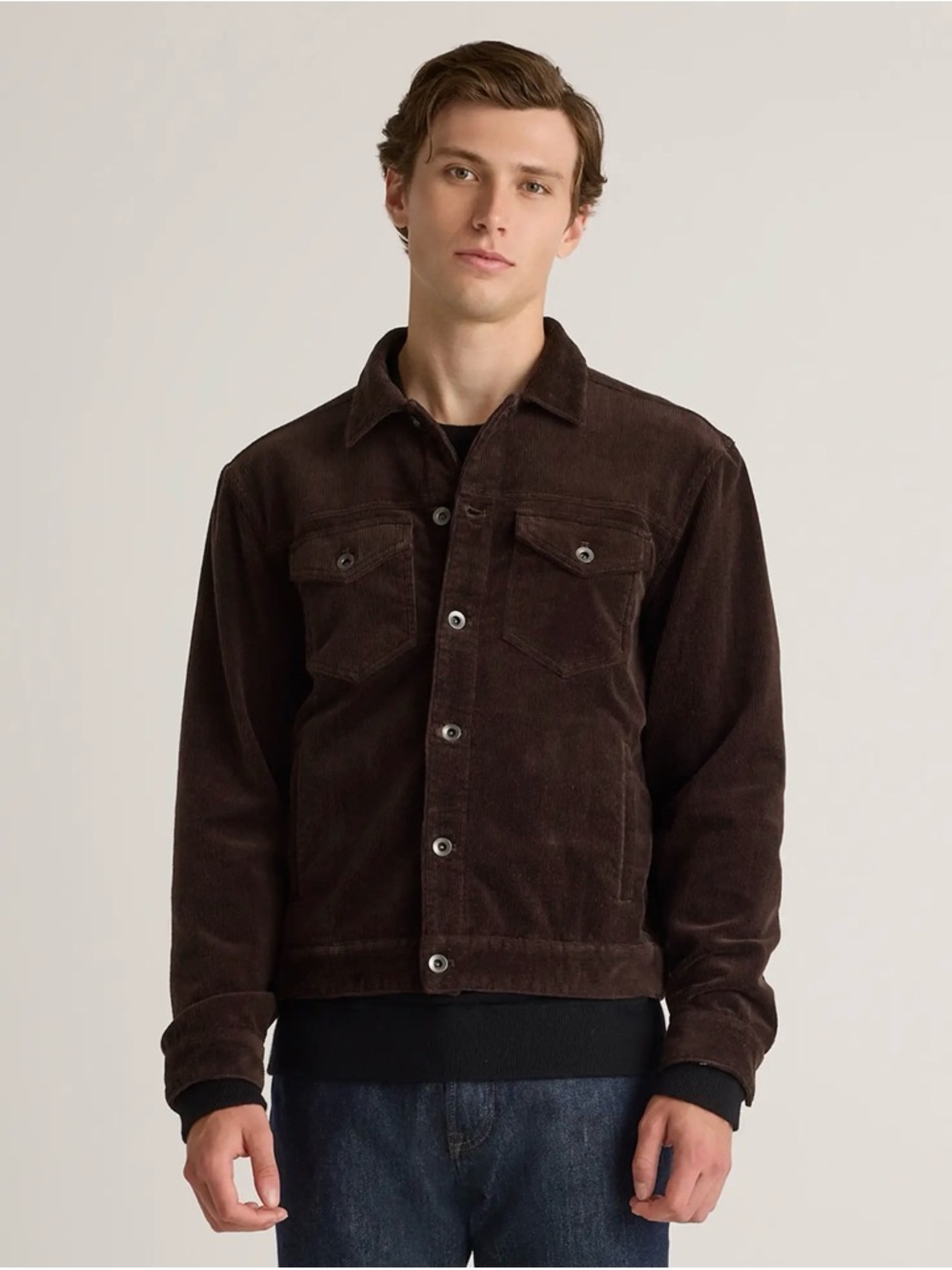 Quince Organic Cotton Stretch  Corduroy Trucker Jacket in Espresso Size XXL